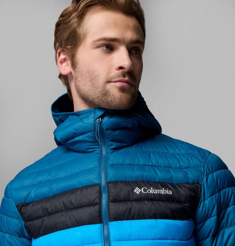 Men's Powder Pass Hooded Insulated Puffer Jacket, Color: Black, Phoenix Blue, Compass Blue, image 6