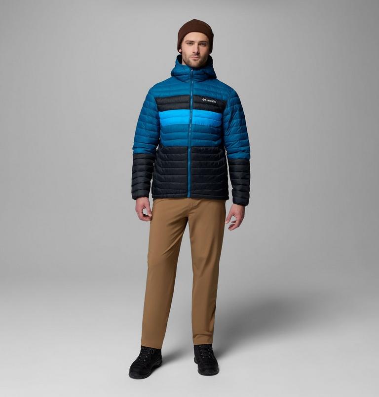 Men's Powder Pass Hooded Insulated Puffer Jacket, Color: Black, Phoenix Blue, Compass Blue, image 2