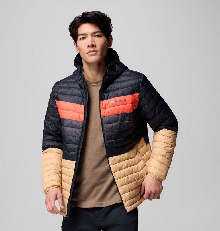 Men's Powder Pass Hooded Insulated Puffer Jacket, Color: Canoe, Black, Zing, Shark, image 4