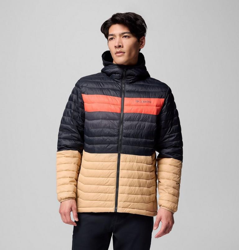 Men's Powder Pass Hooded Insulated Puffer Jacket, Color: Canoe, Black, Zing, Shark, image 9