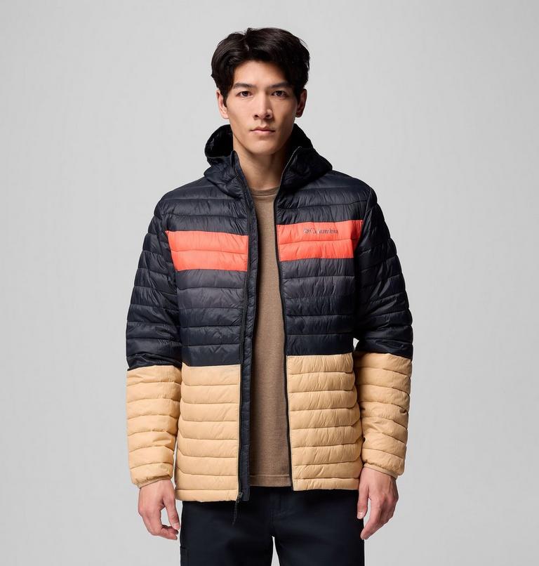 Men's Powder Pass Hooded Insulated Puffer Jacket, Color: Canoe, Black, Zing, Shark, image 1