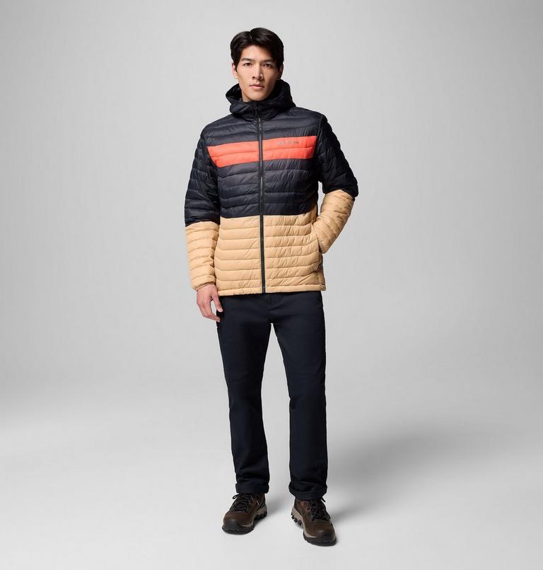 Men's Powder Pass Hooded Insulated Puffer Jacket, Color: Canoe, Black, Zing, Shark, image 10