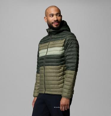 Men's Powder Pass Hooded Insulated Puffer Jacket, Color: Stone Green, Greenscape, Safari, image 8