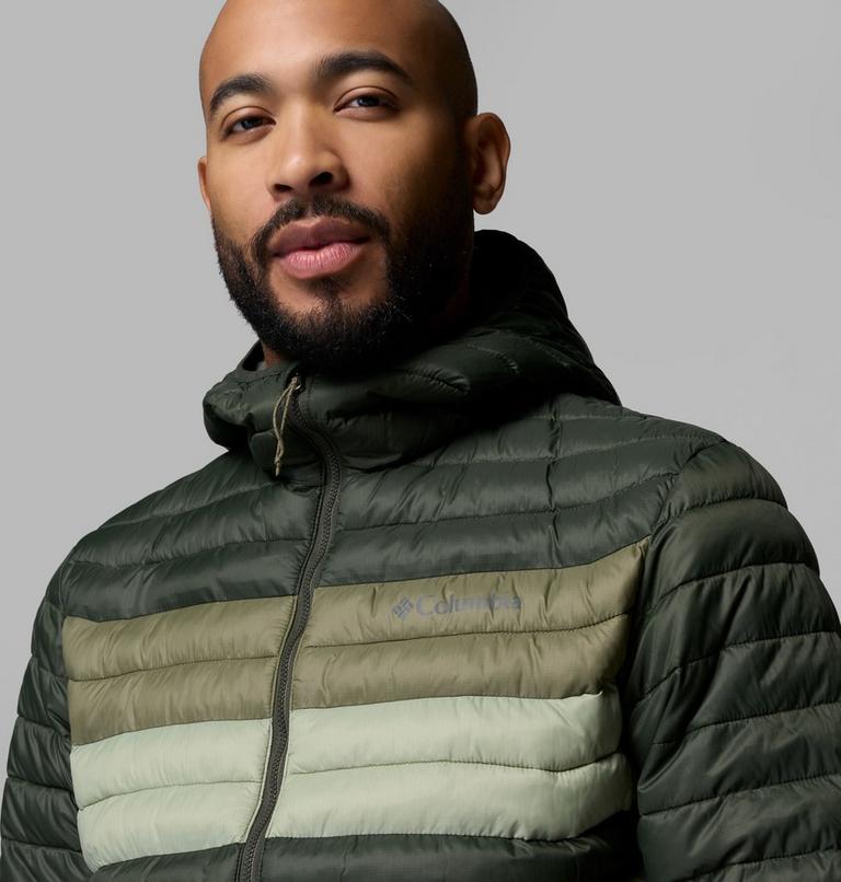 Men's Powder Pass Hooded Insulated Puffer Jacket, Color: Stone Green, Greenscape, Safari, image 6