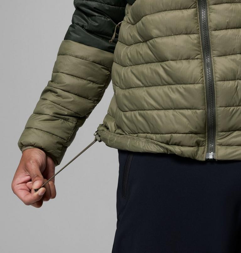 Men's Powder Pass Hooded Insulated Puffer Jacket, Color: Stone Green, Greenscape, Safari, image 8