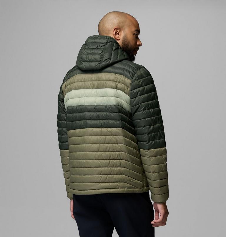 Men's Powder Pass Hooded Insulated Puffer Jacket, Color: Stone Green, Greenscape, Safari, image 3