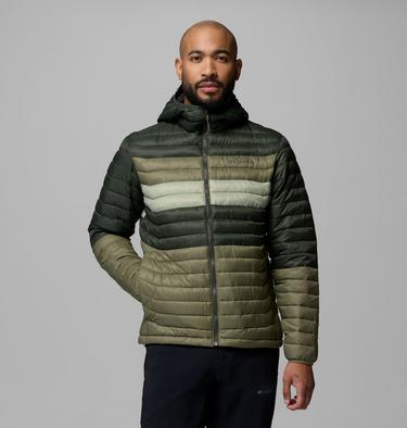 Men's Powder Pass Hooded Jacket, Color: Stone Green, Greenscape, Safari, image 3