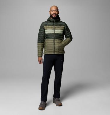 Men's Powder Pass Hooded Jacket, Color: Stone Green, Greenscape, Safari, image 4