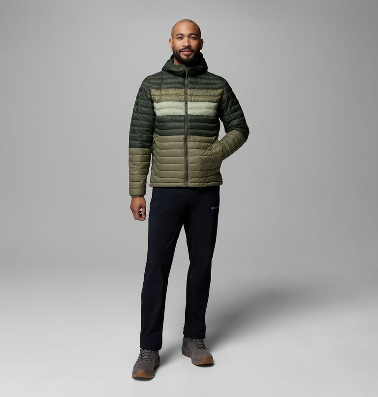 Men's Powder Pass Hooded Insulated Puffer Jacket, Color: Stone Green, Greenscape, Safari, image 2