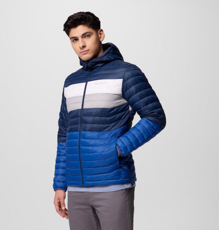 Men's Powder Pass Hooded Insulated Puffer Jacket, Color: Mtn Blue, Coll Navy, White, Colm Grey, image 4