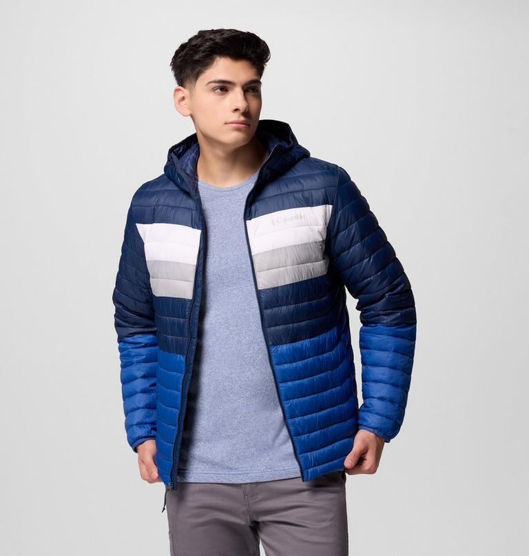 Men's Powder Pass Hooded Insulated Puffer Jacket, Color: Mtn Blue, Coll Navy, White, Colm Grey, image 5