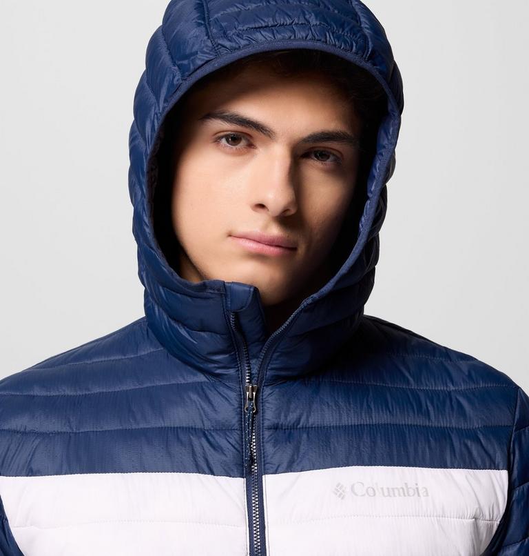 Men's Powder Pass Hooded Insulated Puffer Jacket, Color: Mtn Blue, Coll Navy, White, Colm Grey, image 6
