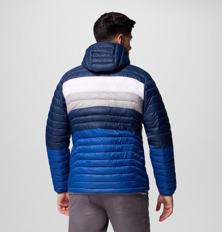 Men's Powder Pass Hooded Insulated Puffer Jacket, Color: Mtn Blue, Coll Navy, White, Colm Grey, image 3