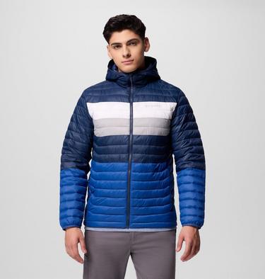 Chaqueta acolchada aislante con capucha Powder Pass para hombre, Color: Mtn Blue, Coll Navy, White, Colm Grey, image 3