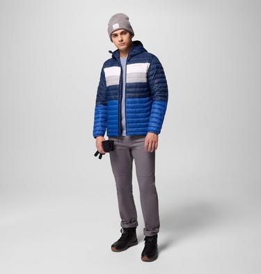 Chaqueta acolchada aislante con capucha Powder Pass para hombre, Color: Mtn Blue, Coll Navy, White, Colm Grey, image 4