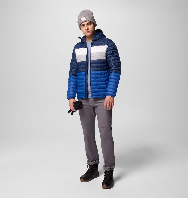 Men's Powder Pass Hooded Insulated Puffer Jacket, Color: Mtn Blue, Coll Navy, White, Colm Grey, image 2