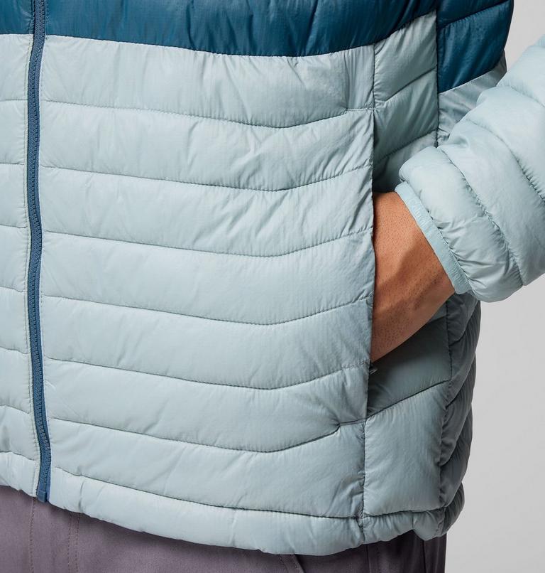 Men's Powder Pass Hooded Insulated Puffer Jacket, Color: Crushed Blue, Everblue, Neon Light, Shrk, image 7