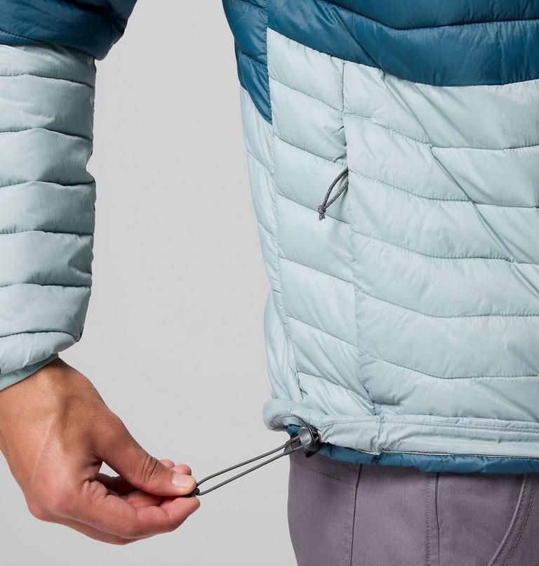 Men's Powder Pass Hooded Insulated Puffer Jacket, Color: Crushed Blue, Everblue, Neon Light, Shrk, image 8