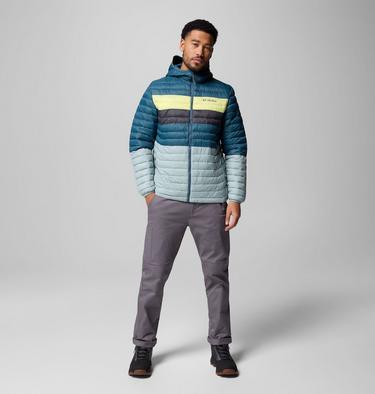 Chaqueta acolchada aislante con capucha Powder Pass para hombre, Color: Crushed Blue, Everblue, Neon Light, Shrk, image 2