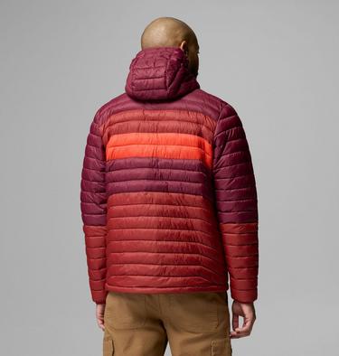 Men's Powder Pass Hooded Insulated Puffer Jacket, Color: Red Oxide, Rich Wine, Super Sonic, image 11