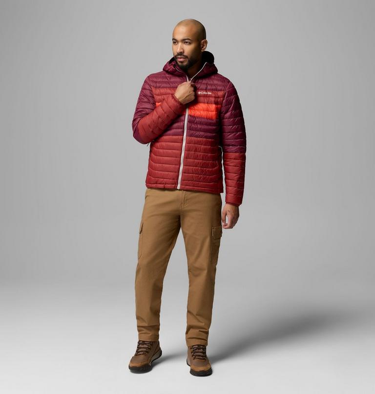 Men's Powder Pass Hooded Insulated Puffer Jacket, Color: Red Oxide, Rich Wine, Super Sonic, image 2