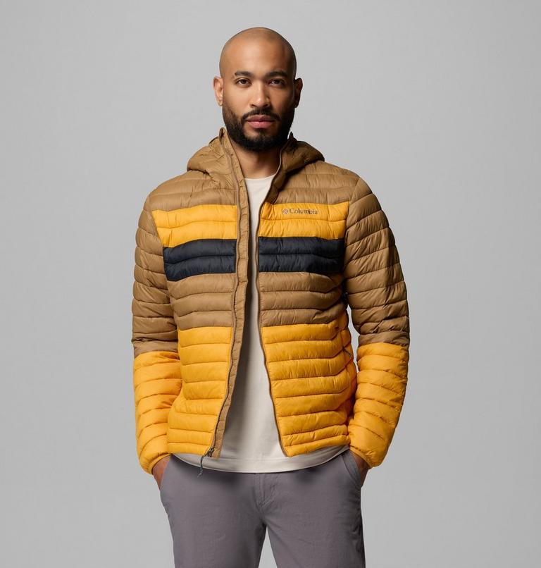 Men's Powder Pass Hooded Insulated Puffer Jacket, Color: Squash, Delta, Black, image 5