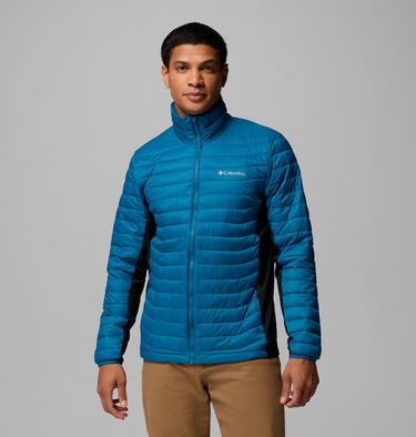 Men's Powder Pass Hybrid Jacket, Color: Phoenix Blue, Black, image 3