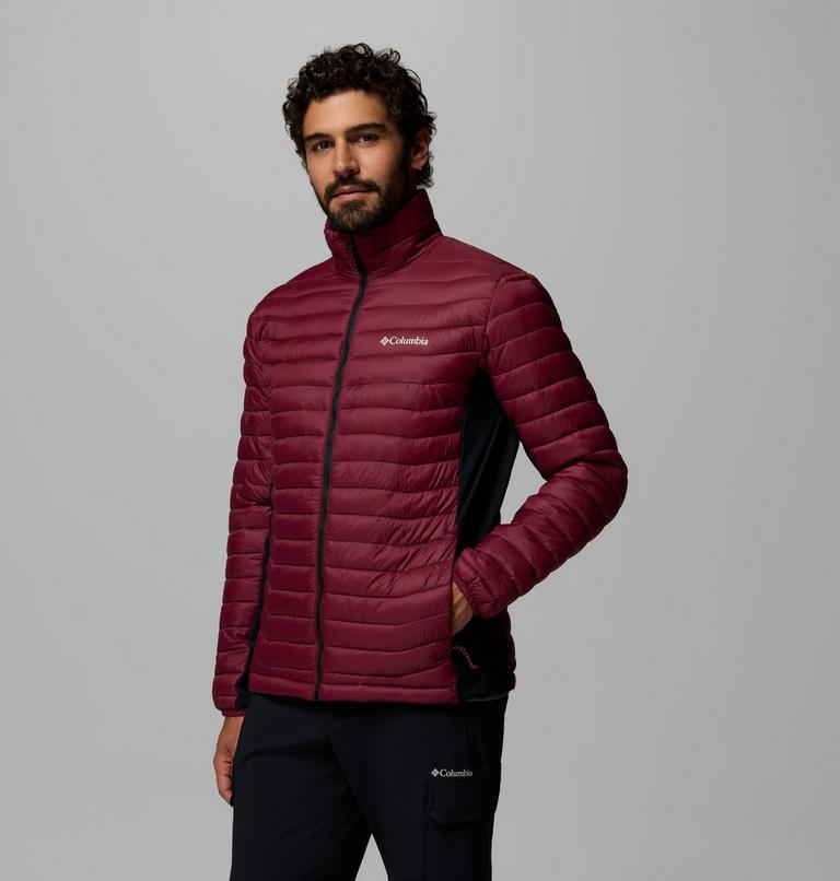 Men's Powder Pass Hybrid Jacket, Color: Rich Wine, Black, image 4