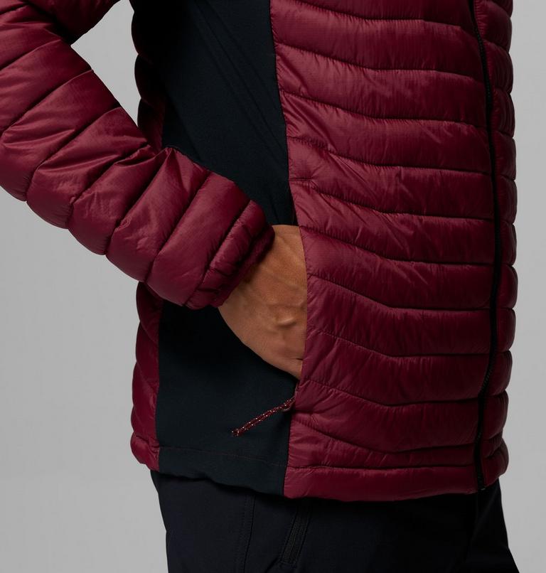 Men's Powder Pass Hybrid Jacket, Color: Rich Wine, Black, image 8