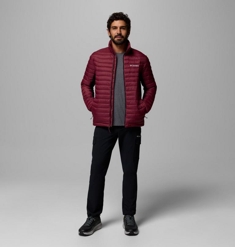 Men's Powder Pass Hybrid Jacket, Color: Rich Wine, Black, image 2