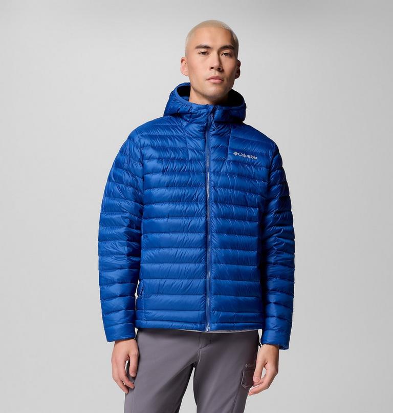 Chaqueta fácil de guardar de plumón con capucha Corelite para hombre, Color: Mountain Blue, image 1