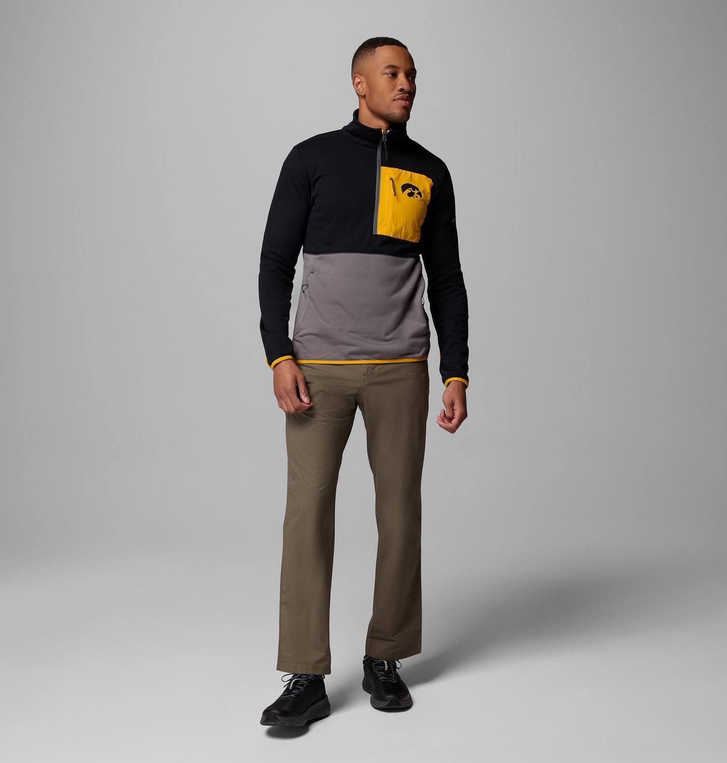 Мужские куртки Collegiate Columbia Hike Half Zip Jacket - Iowa, цвет: Чёрный / Серый — фото 2