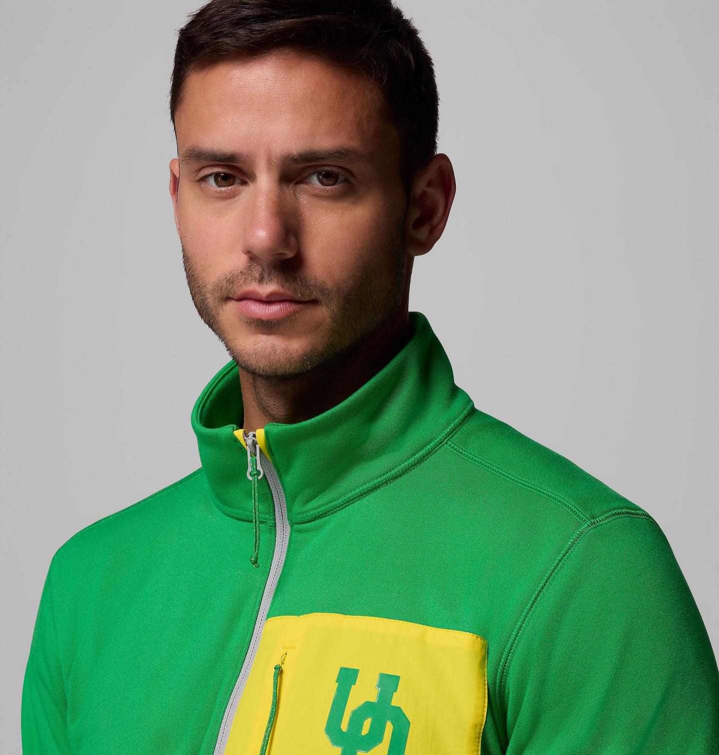 Мужские куртки Collegiate Columbia Hike Half Zip, цвет: Зелёный / Серый — фото 4