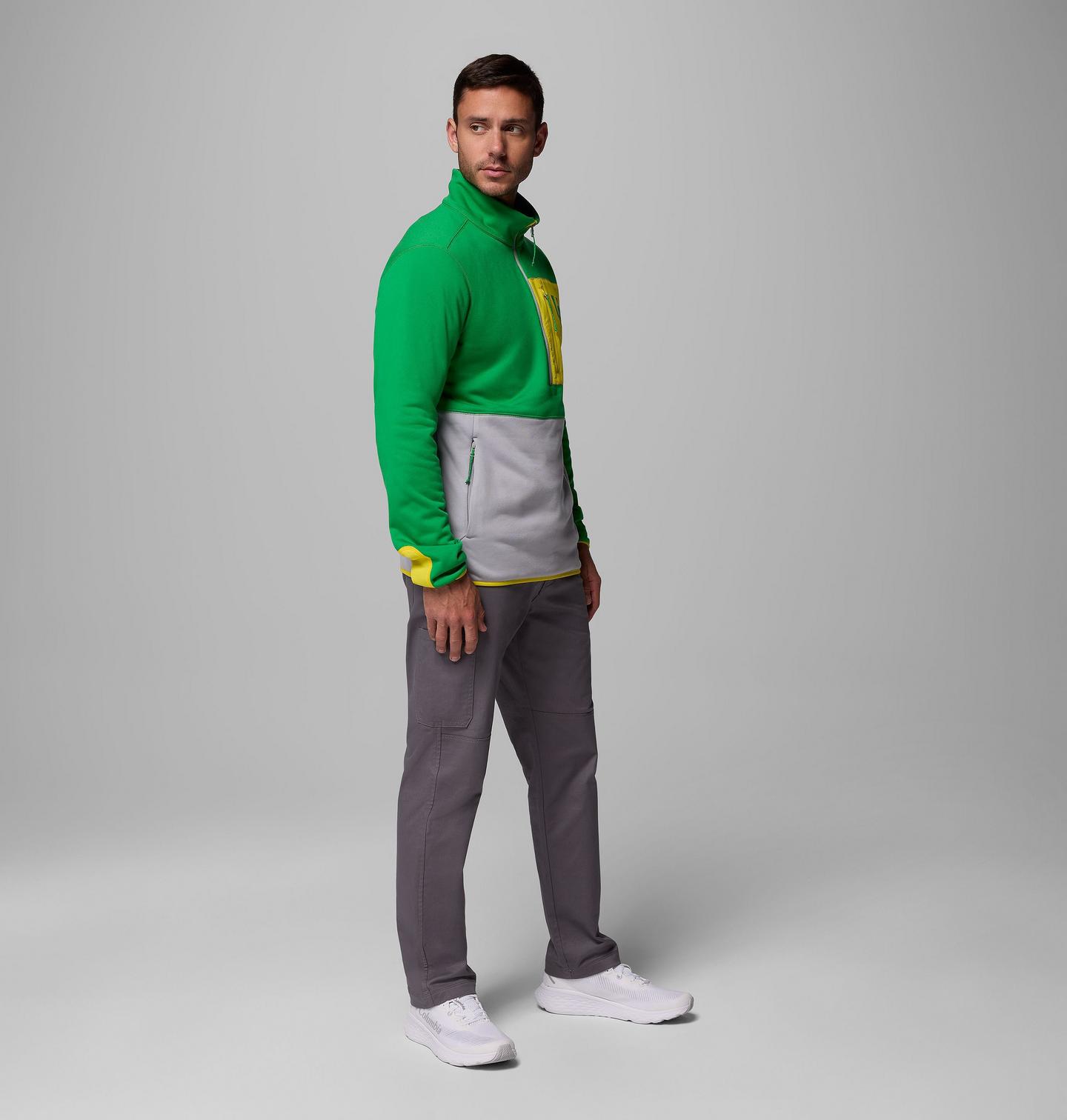 Мужские куртки Collegiate Columbia Hike Half Zip, цвет: Зелёный / Серый — фото 2