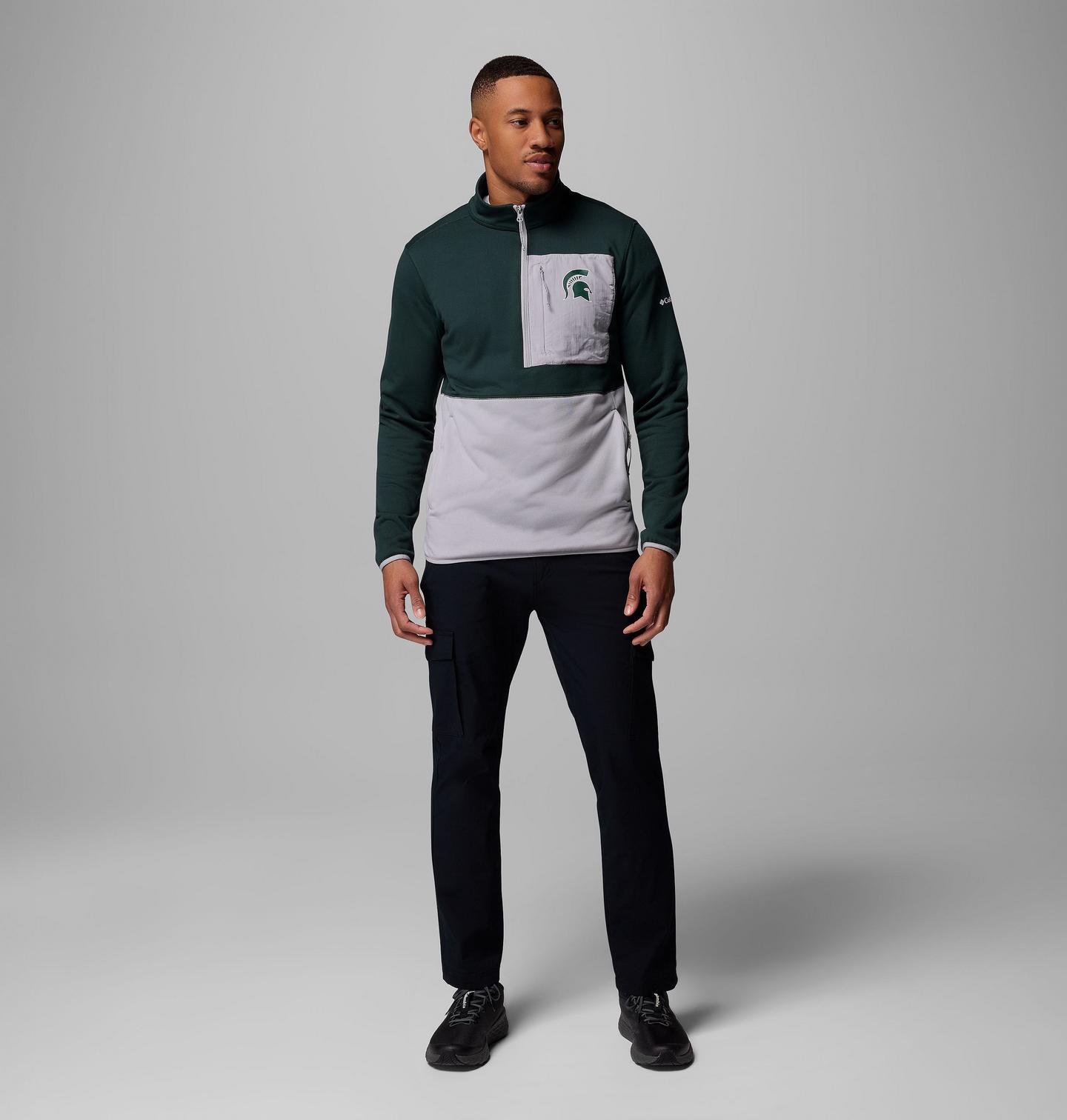 Мужские куртки Collegiate Columbia Hike Half Zip Jacket - Michigan State, цвет: Серый — фото 2