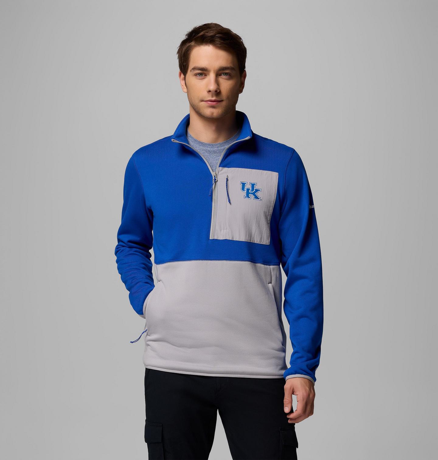Мужские куртки Collegiate Columbia Hike Half Zip Jacket - Kentucky, цвет: Серый — фото 1