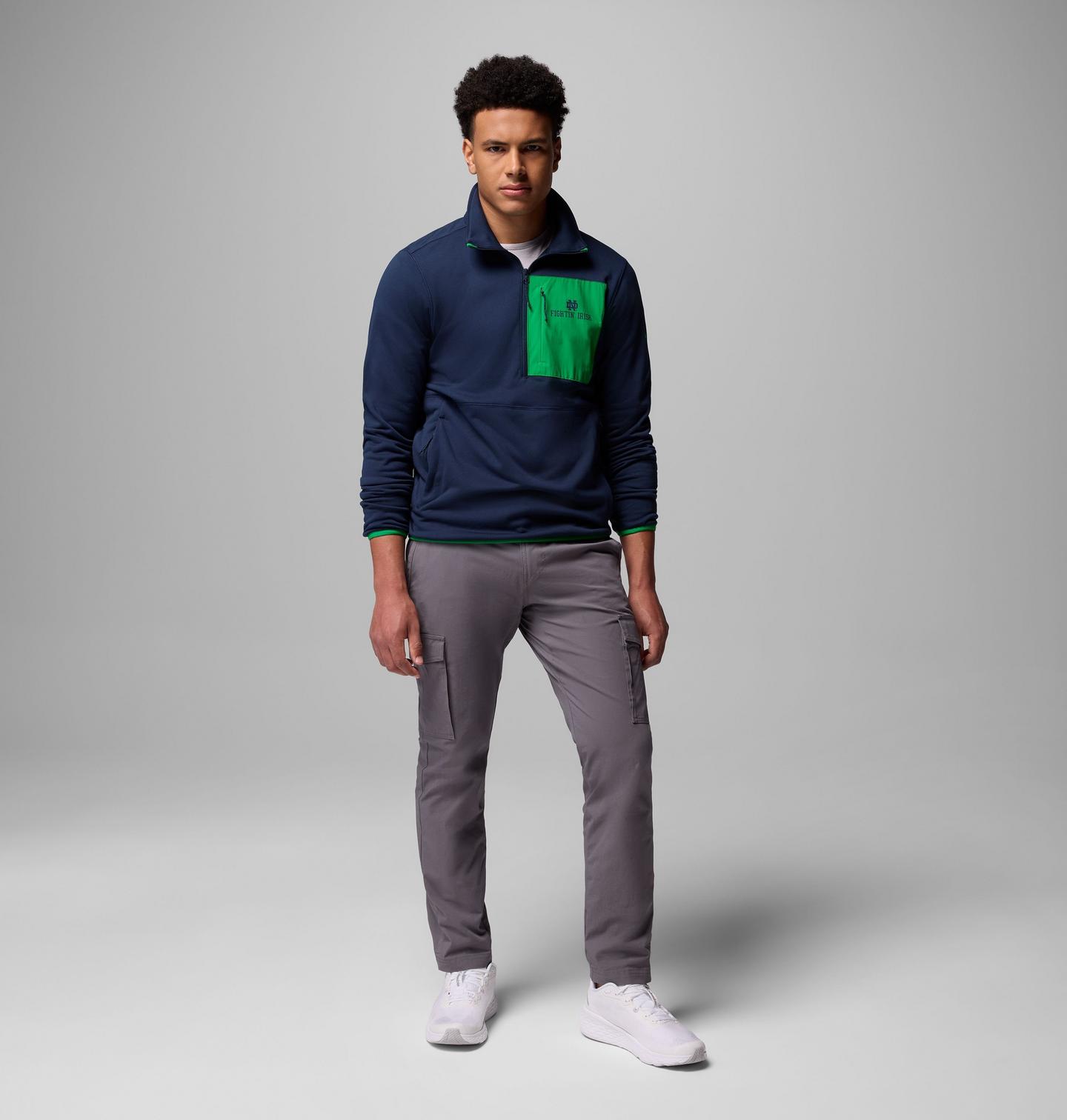 Мужские куртки Collegiate Columbia Hike Half Zip Jacket - Notre Dame, цвет: Тёмно-синий / Зелёный — фото 2