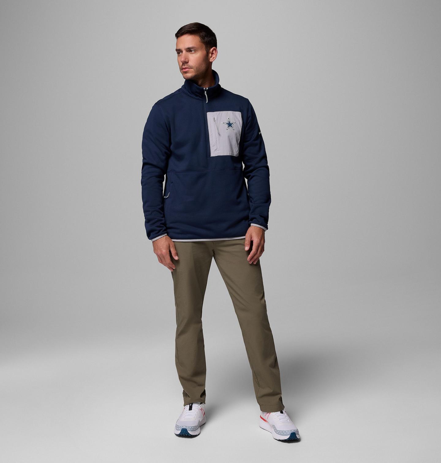 Мужские куртки Collegiate Columbia Hike Half Zip Jacket - Dallas Cowboys, цвет: Тёмно-синий / Серый — фото 2