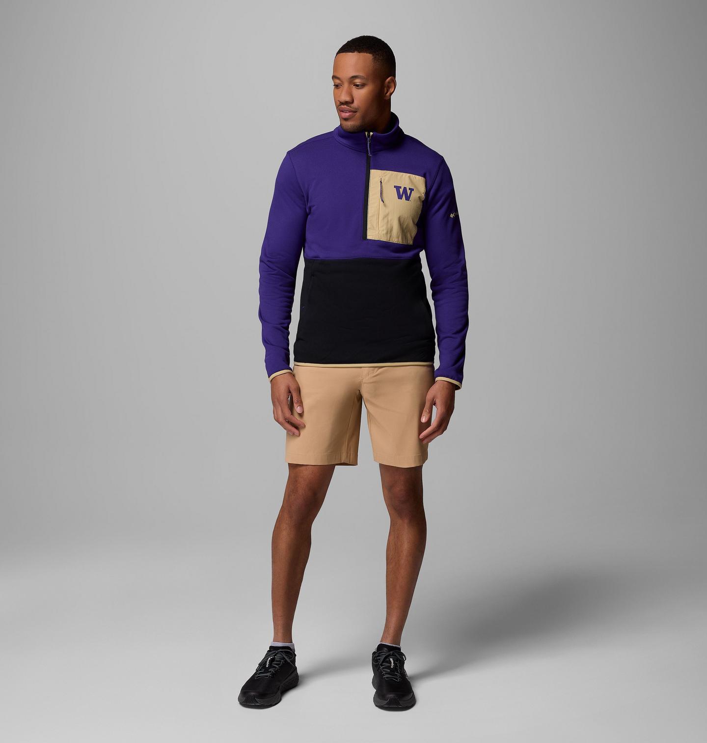 Мужские куртки Collegiate Columbia Hike Half Zip Jacket - Washington, цвет: Фиолетовый / Чёрный — фото 2