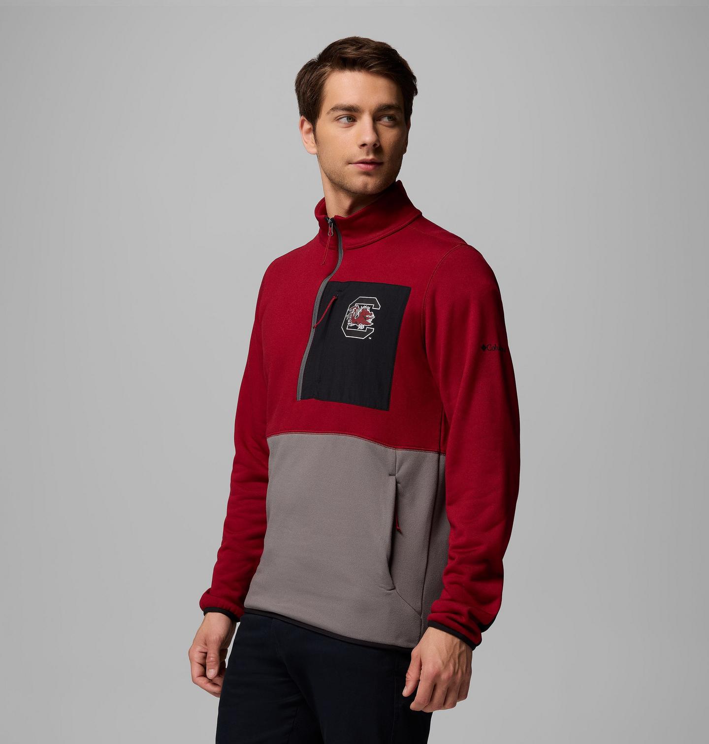 Мужские куртки Collegiate Columbia Hike Half Zip Jacket - South Carolina, цвет: Свекольный / Серый — фото 3