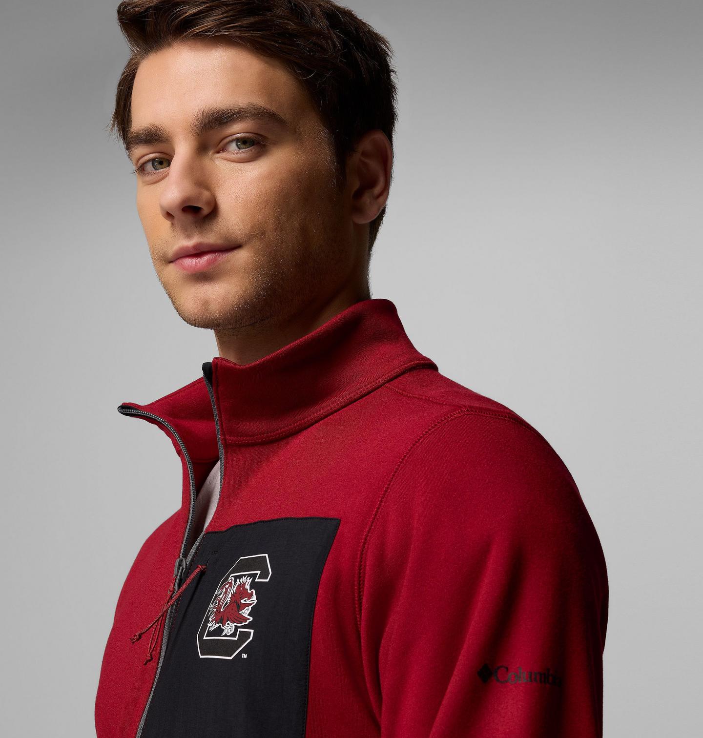 Мужские куртки Collegiate Columbia Hike Half Zip Jacket - South Carolina, цвет: Свекольный / Серый — фото 4