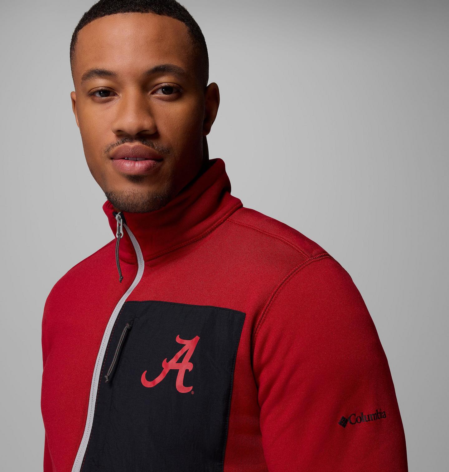 Мужские куртки Collegiate Columbia Hike Half Zip Jacket - Alabama, цвет: Красный / Серый — фото 4