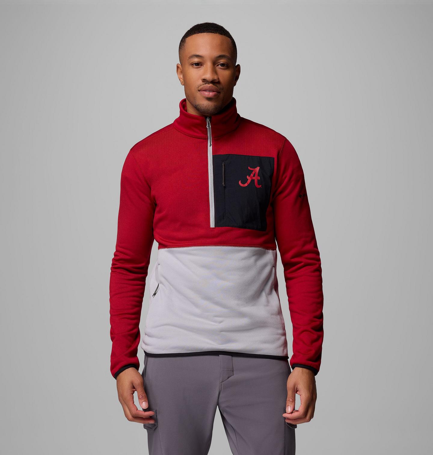 Мужские куртки Collegiate Columbia Hike Half Zip Jacket - Alabama, цвет: Красный / Серый — фото 1