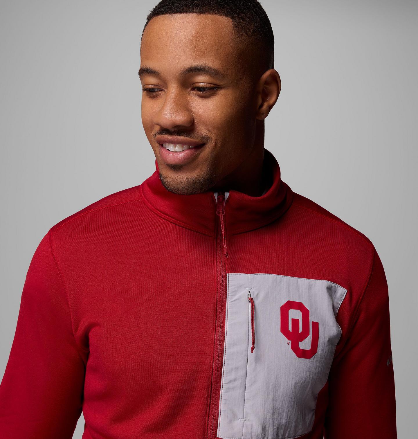Мужские куртки Collegiate Columbia Hike Half Zip Jacket - Oklahoma, цвет: Красный / Серый — фото 4