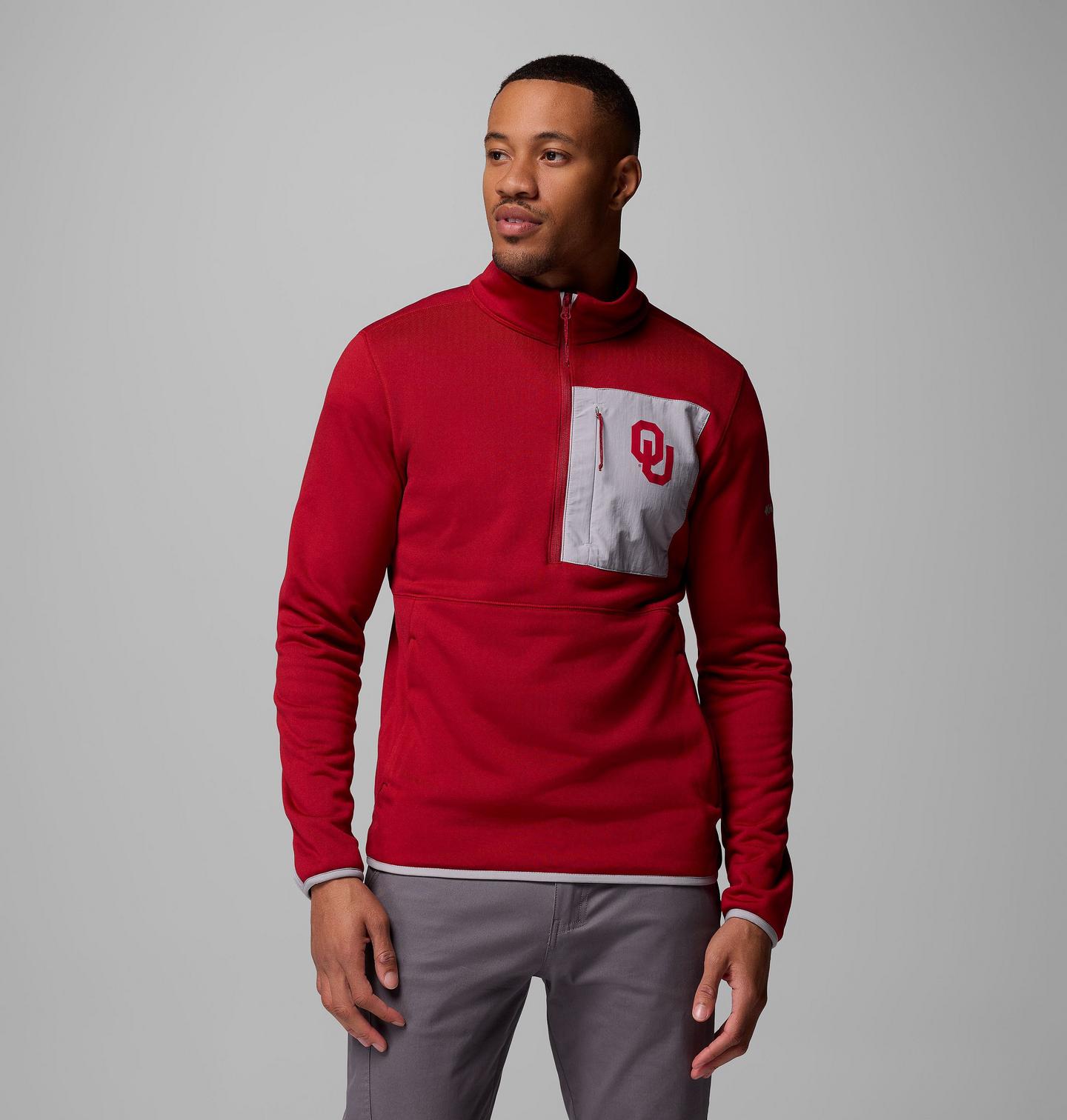Мужские куртки Collegiate Columbia Hike Half Zip Jacket - Oklahoma, цвет: Красный / Серый — фото 1
