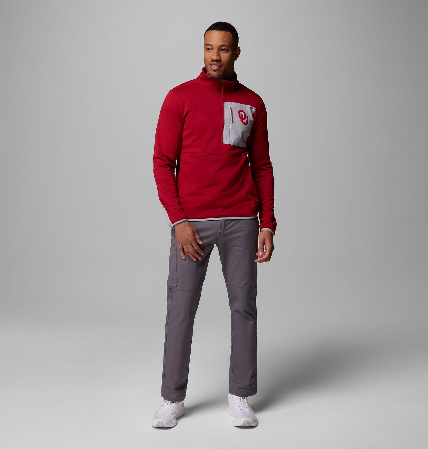 Мужские куртки Collegiate Columbia Hike Half Zip Jacket - Oklahoma, цвет: Красный / Серый — фото 2