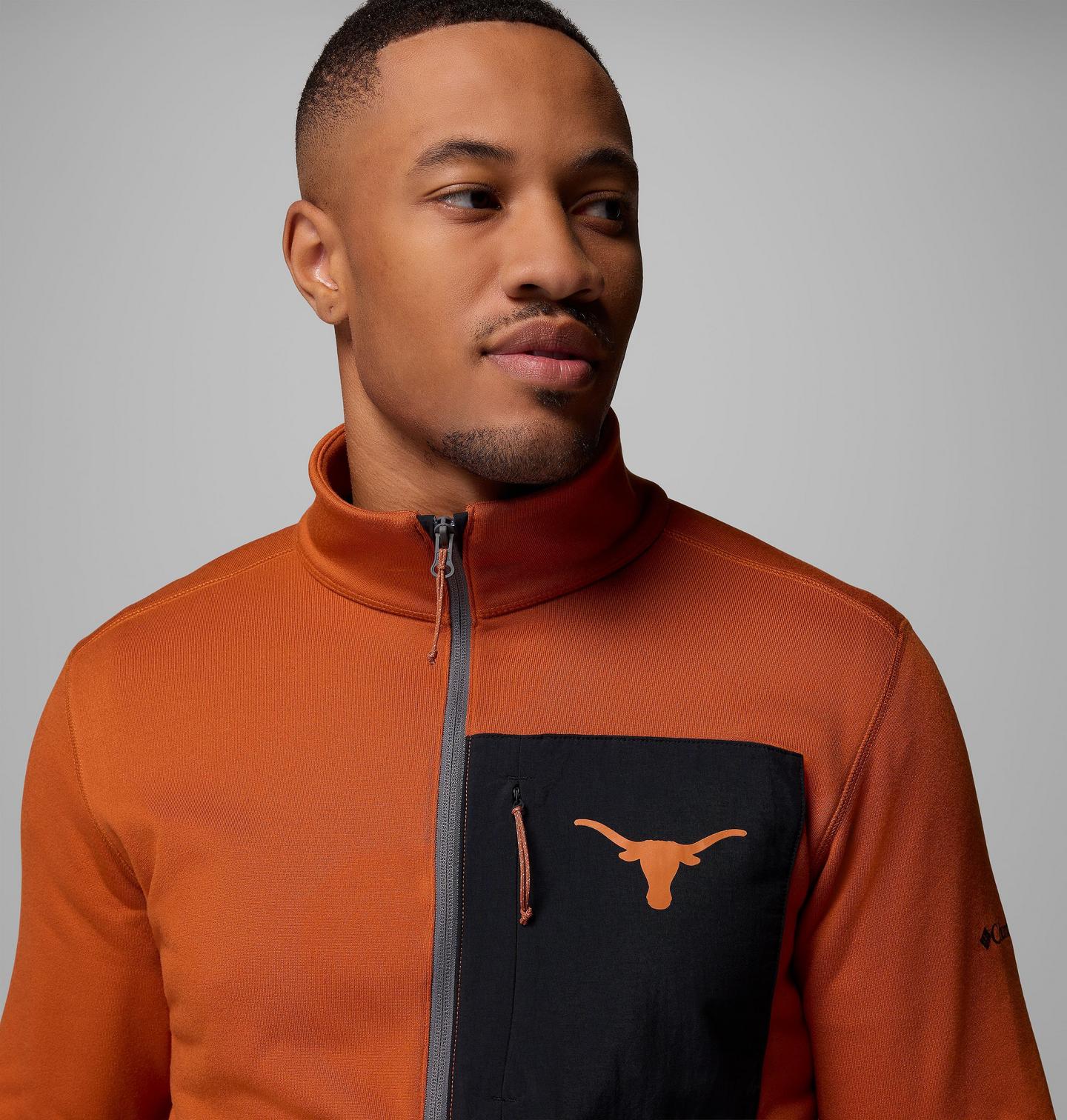 Мужские куртки Collegiate Columbia Hike Half Zip Jacket - Texas, цвет: Коричневый / Серый — фото 4