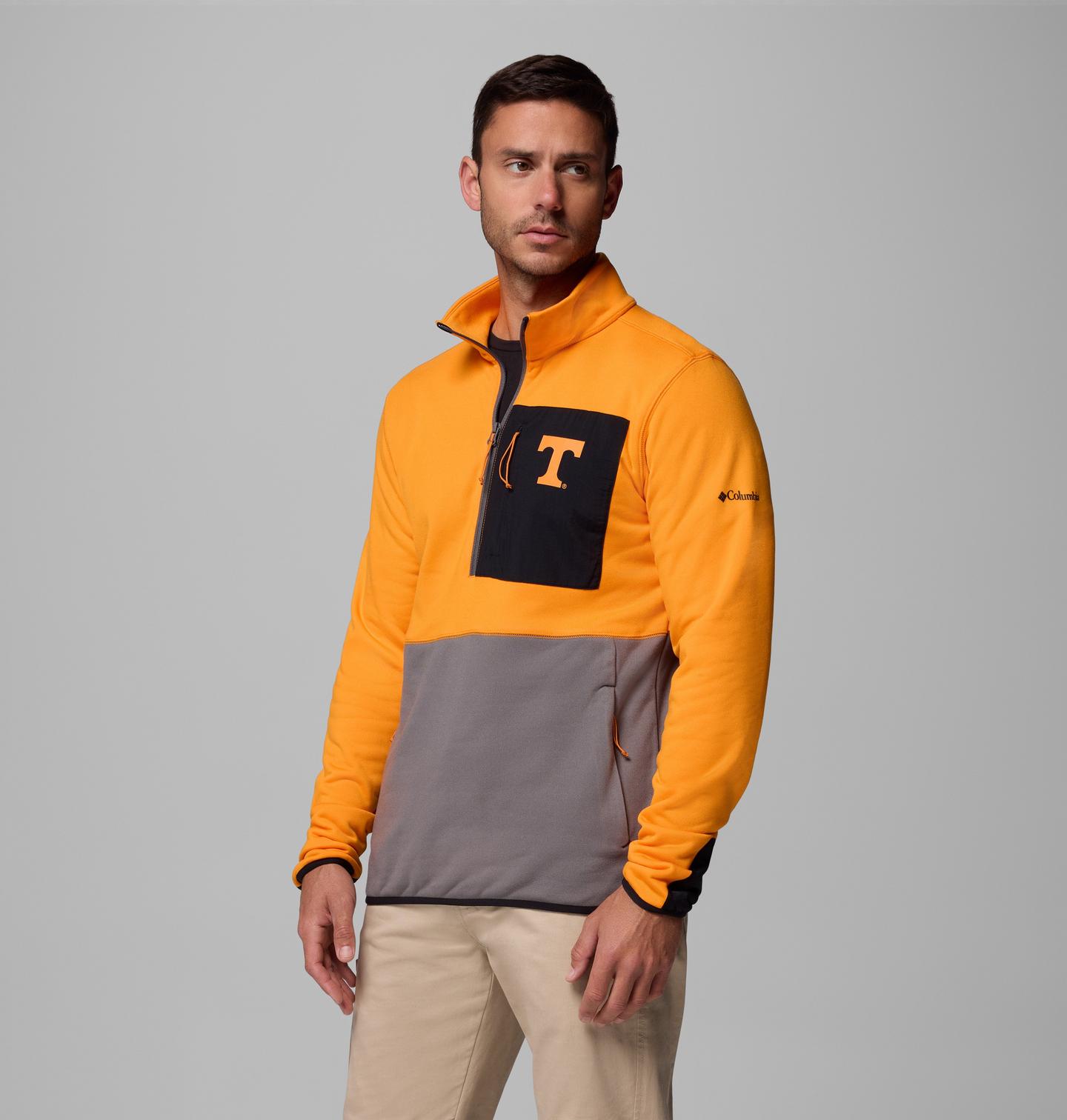 Мужские куртки Collegiate Columbia Hike Half Zip Jacket - Tennessee, цвет: Серый / Чёрный — фото 4