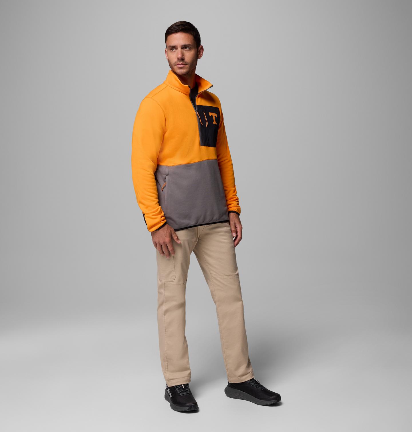 Мужские куртки Collegiate Columbia Hike Half Zip Jacket - Tennessee, цвет: Серый / Чёрный — фото 2