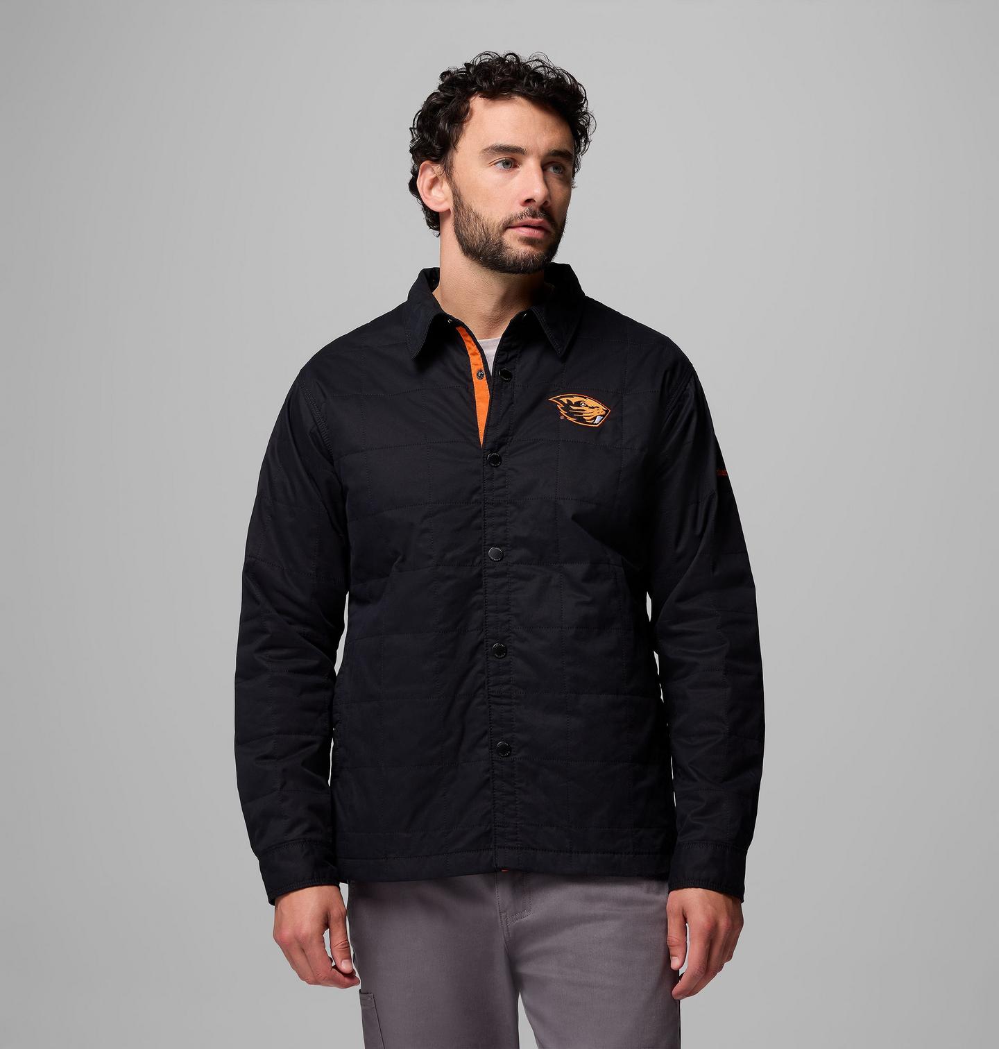 Мужская куртка Columbia Collegiate Campus Roam Quilted Shirt Jacket - Oregon State, цвет: Чёрный — фото 1